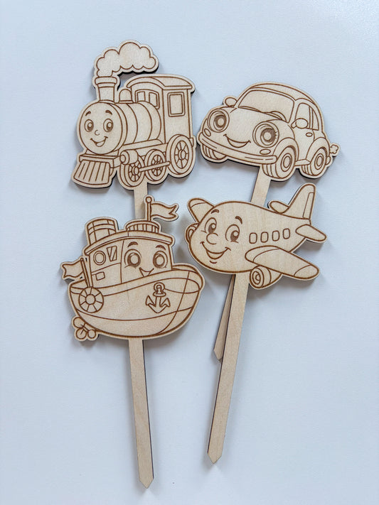 Dřevěné zápichy k domalování - DOPRAVA