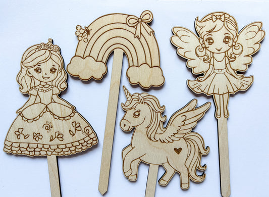 Dřevěné zápichy k domalování - KOUZELNÝ SVĚT