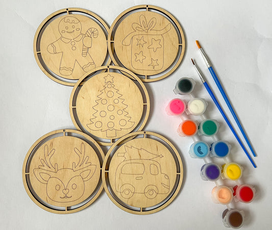 Dětské vánoční ozdoby k domalování (a dotvoření jako podtácek)