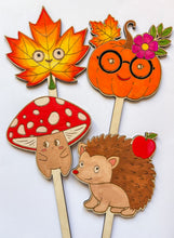 Načíst obrázek do prohlížeče Galerie, Dřevěné zápichy k domalování - PODZIM