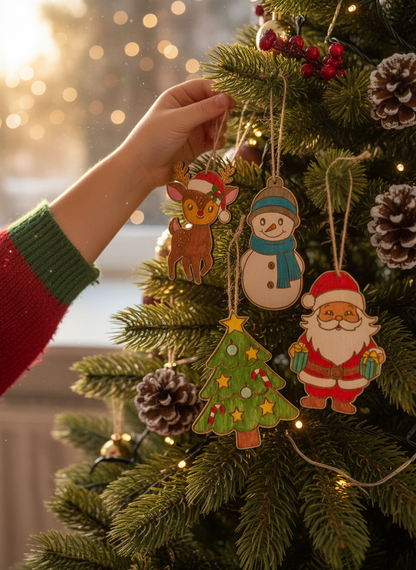 Dřevěné ozdoby k domalování - VÁNOCE