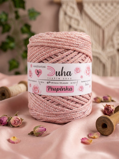 Duhová příze 3 mm - 🌸 POUPĚNKA (nerozčesatelná)