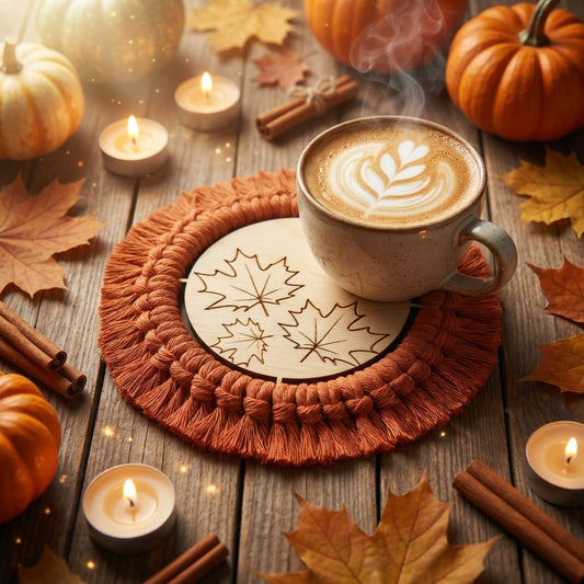 Dřevěný podtácek pro Macramé i Háčkování - JAVOROVÝ LIST