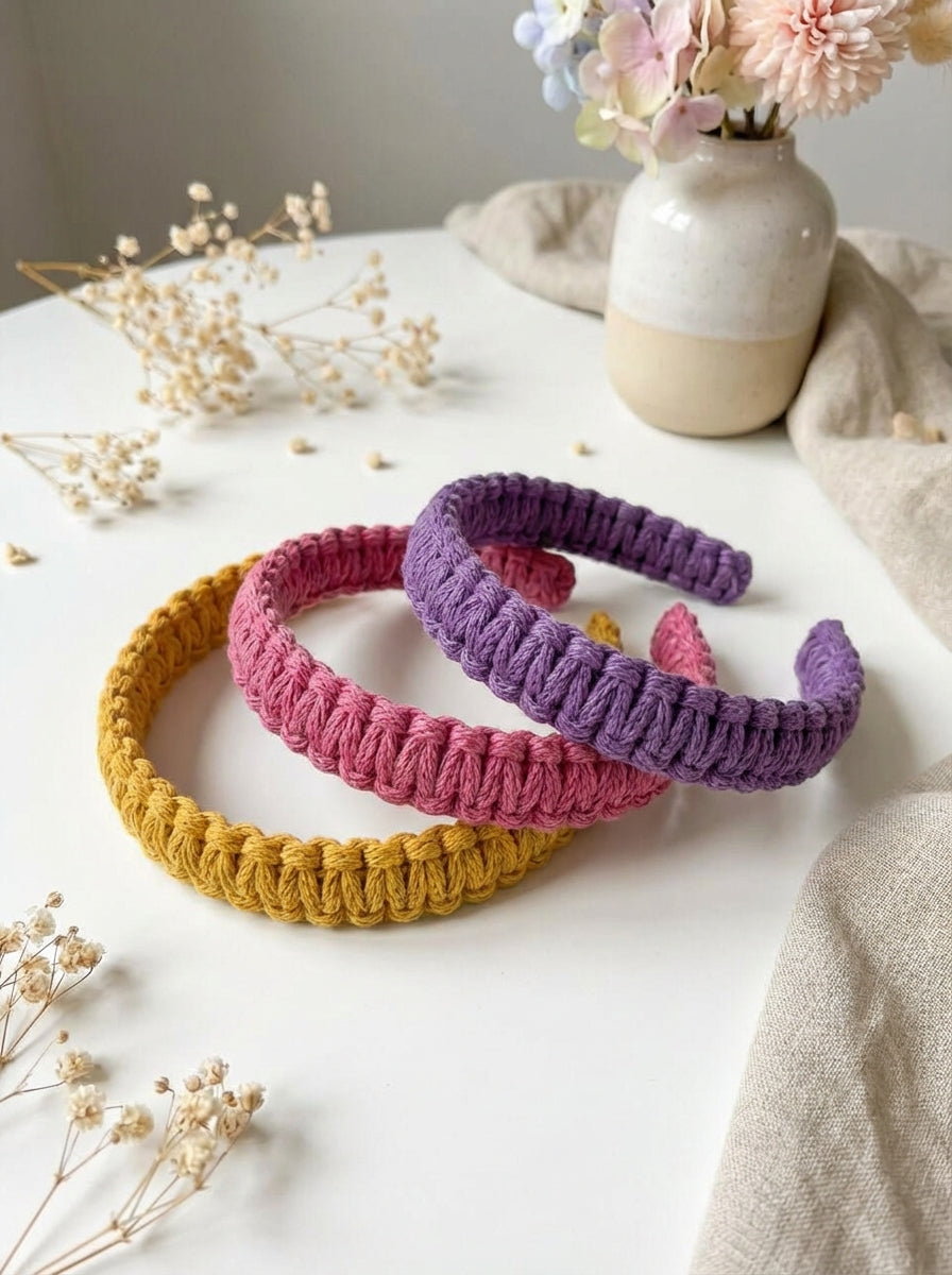 Kreativní sada - Macramé čelenka (pro výrobu 3 Ks)