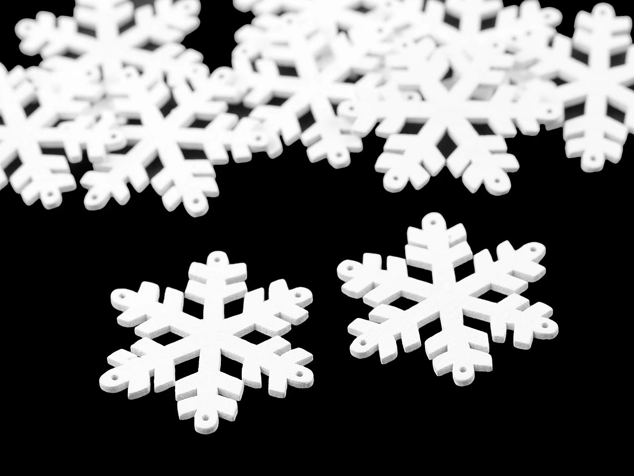 Dřevěná vločka - bílá