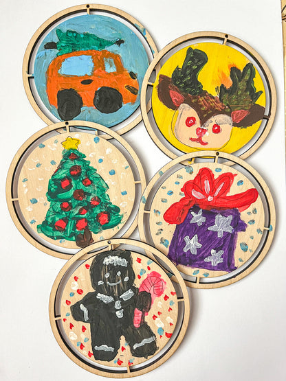 Dětské vánoční ozdoby k domalování (a dotvoření jako podtácek)