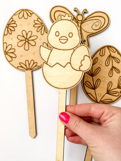 Dřevěné zápichy k domalování - JARO