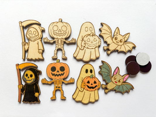 Dřevěné magnetky k domalování - HALLOWEEN