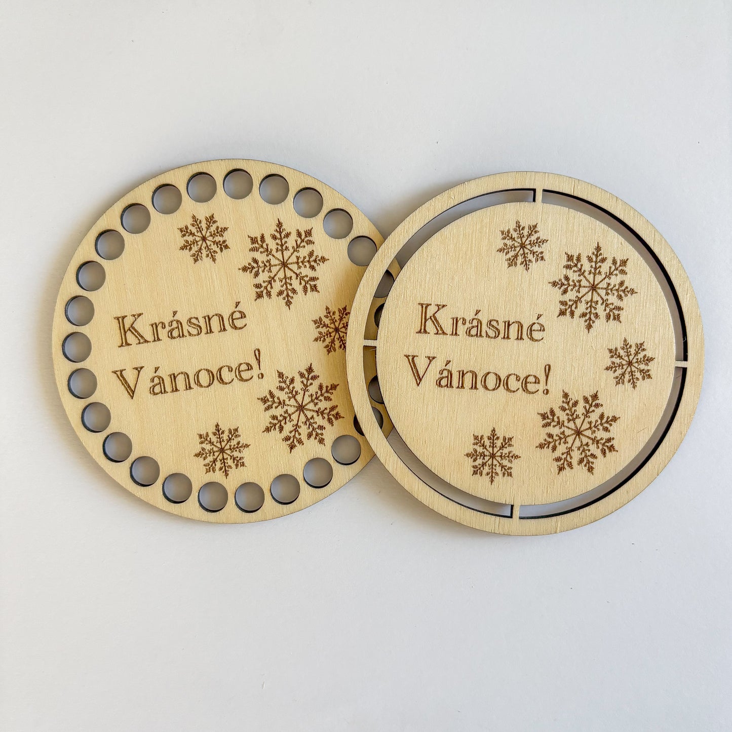 Dřevěný podtácek pro Macramé a Háčkování - VÁNOČNÍ MOTIVY