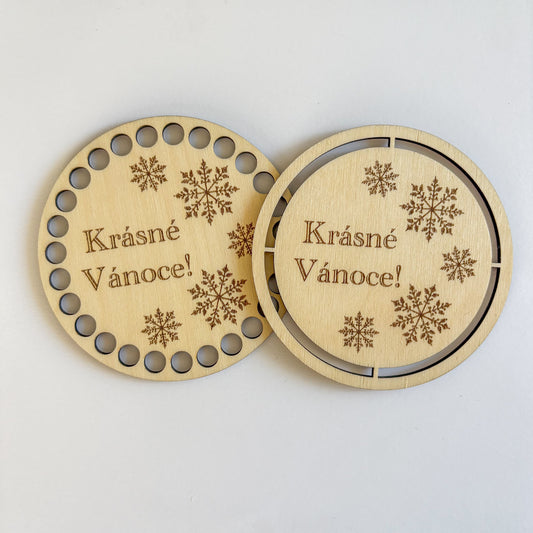 Dřevěný podtácek pro Macramé a Háčkování - VÁNOČNÍ MOTIVY