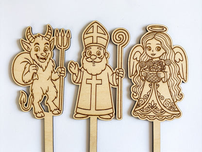 Dřevěné zápichy k domalování - MIKULÁŠ