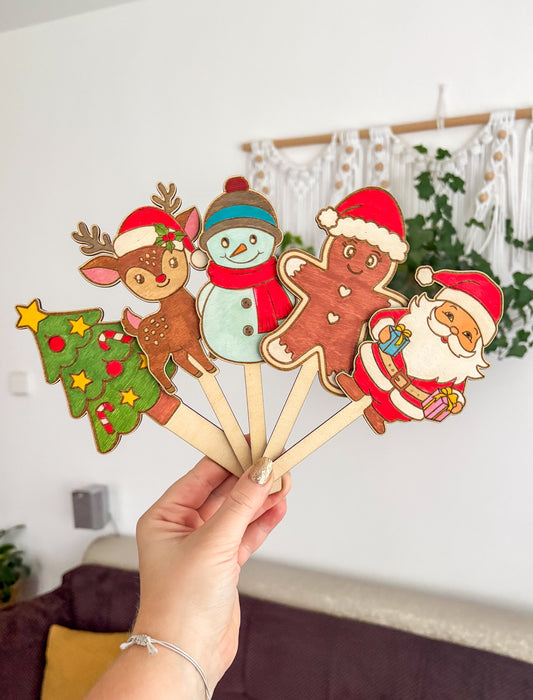 Dřevěné zápichy k domalování - VÁNOCE