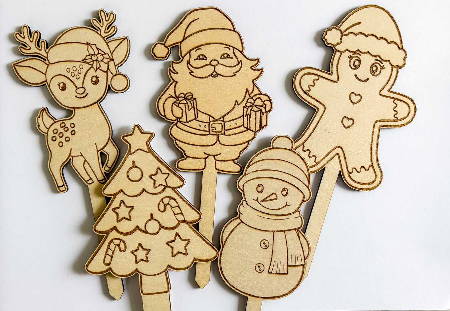 Dřevěné zápichy k domalování - VÁNOCE