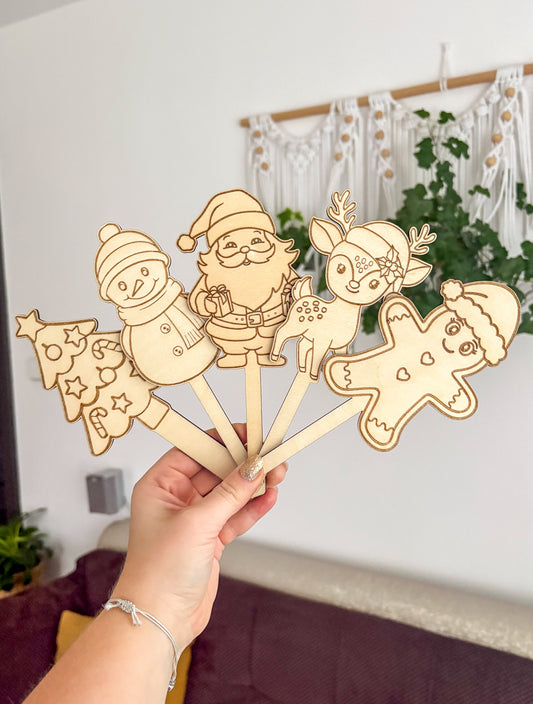 Dřevěné zápichy k domalování - VÁNOCE