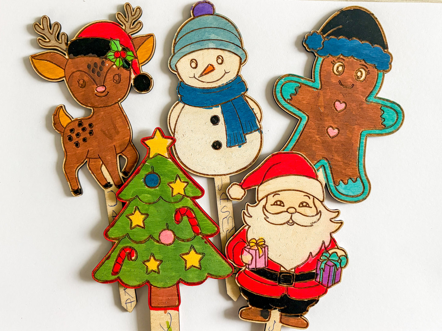 Dřevěné zápichy k domalování - VÁNOCE