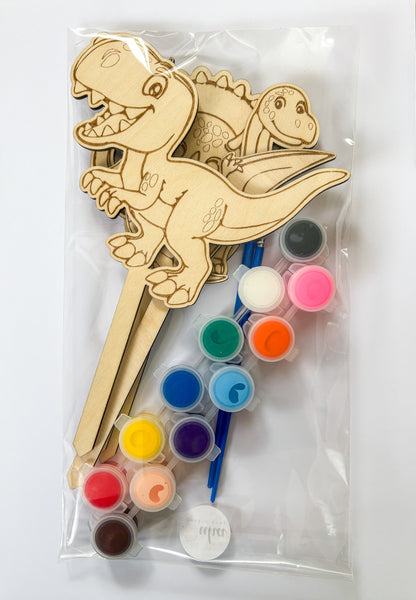 Dřevěné zápichy k domalování - DINOSAURUS