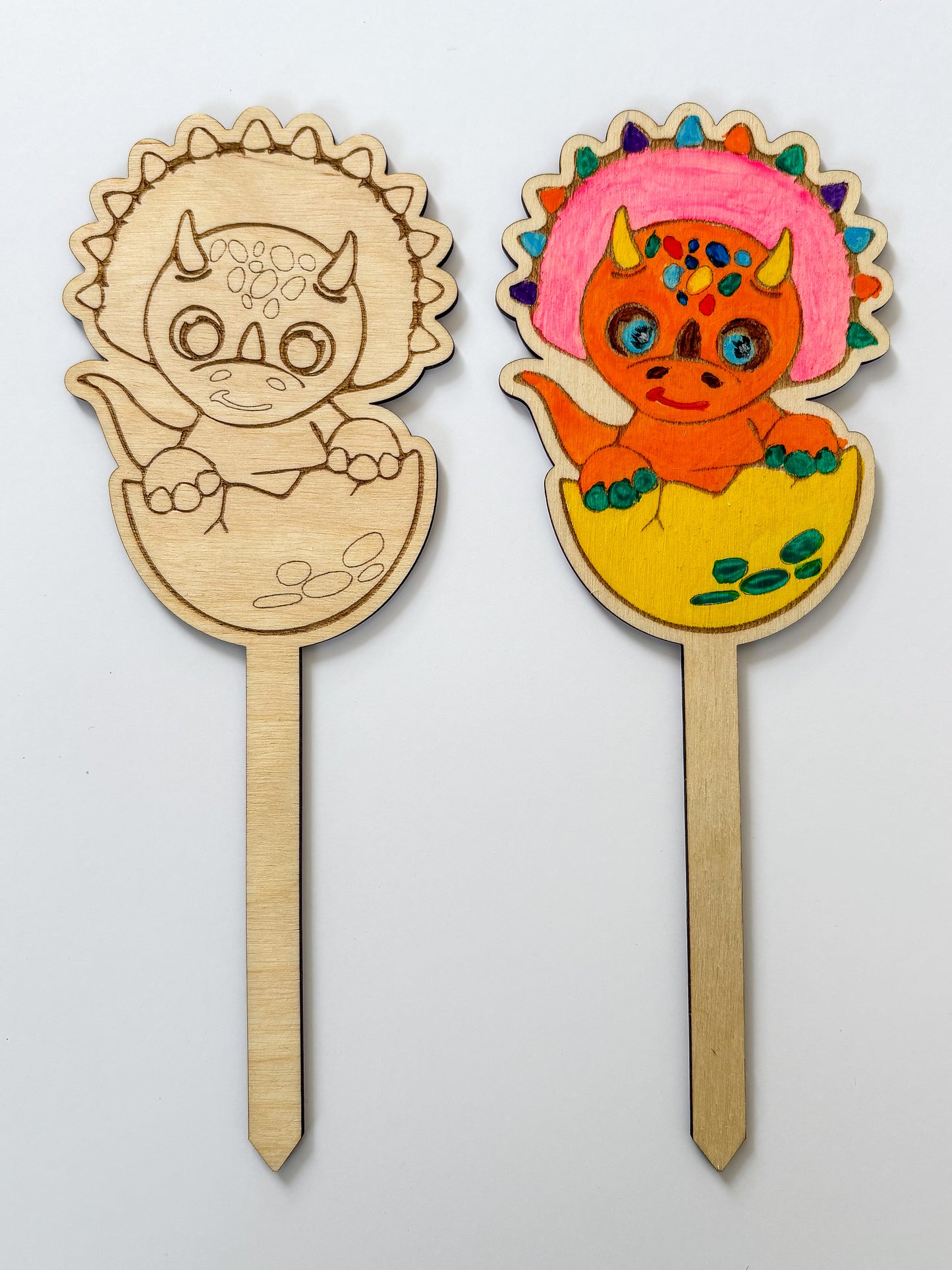 Dřevěné zápichy k domalování - DINOSAURUS