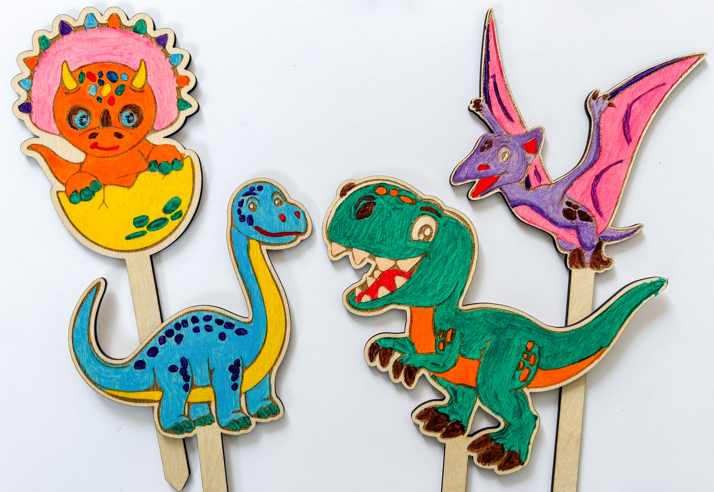 Dřevěné zápichy k domalování - DINOSAURUS