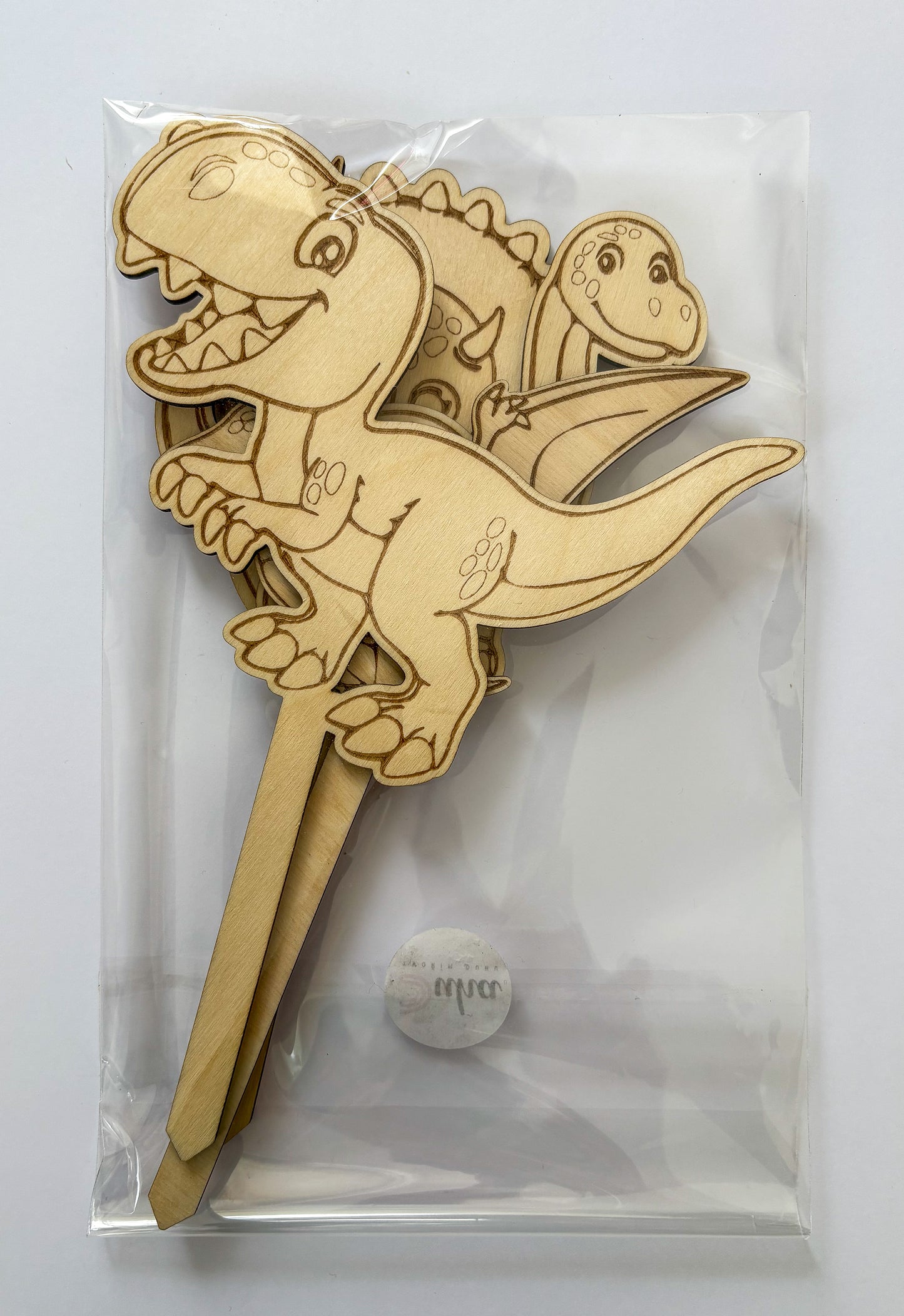 Dřevěné zápichy k domalování - DINOSAURUS