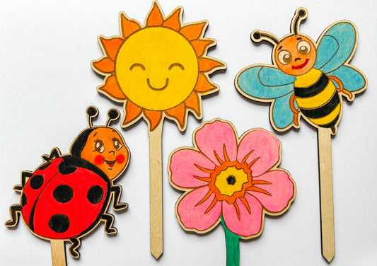 Dřevěné zápichy k domalování - LÉTO