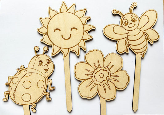 Dřevěné zápichy k domalování - LÉTO