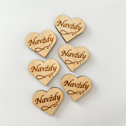 Dřevěné srdce s nápisem 3 cm - ČESKÉ NÁPISY