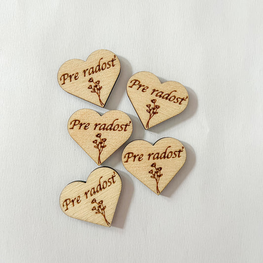 Dřevěné srdce s nápisem 3 cm - SLOVENSKÉ NÁPISY