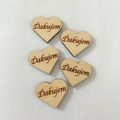 Dřevěné srdce s nápisem 3 cm - SLOVENSKÉ NÁPISY
