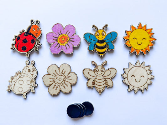 Dřevěné magnetky k domalování - LÉTO