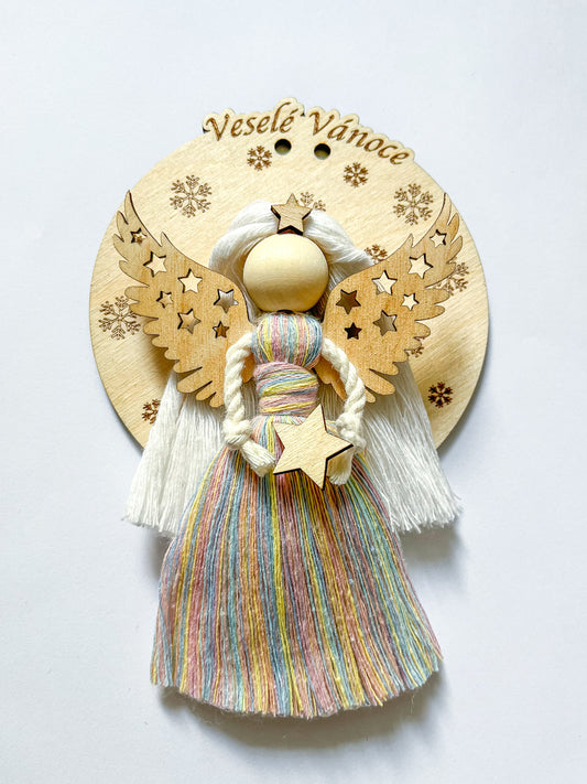Dřevěné kolečko pod Macramé Andělku 10 cm