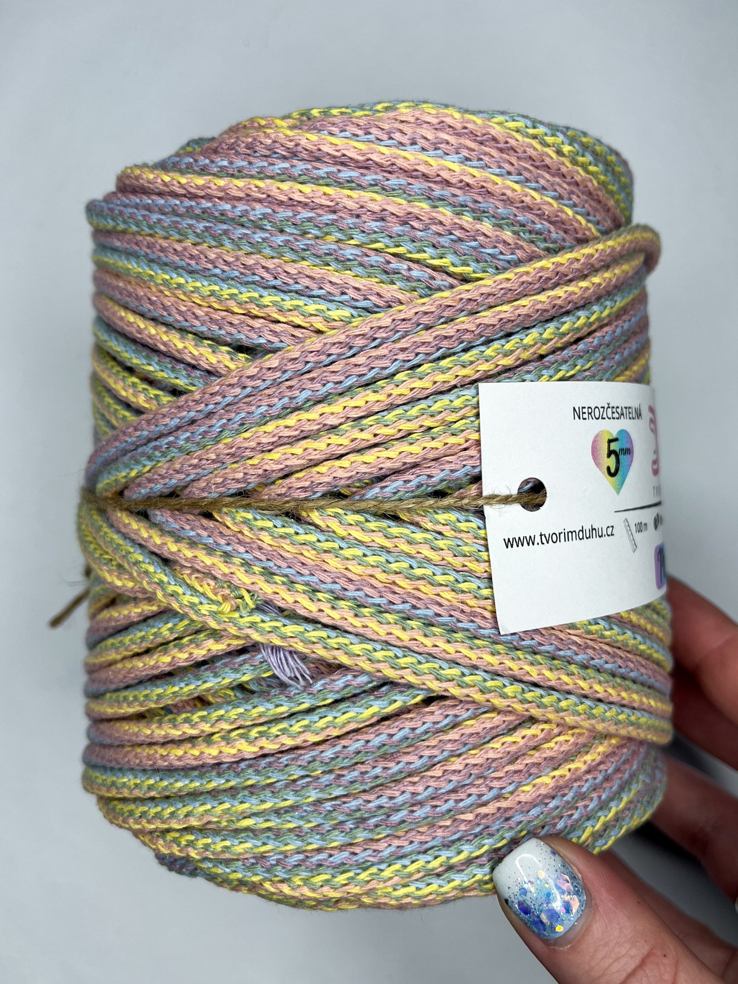 Duhová příze 5 mm - 🌈 PASTELKA (nerozčesatelná)