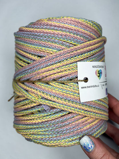 Duhová příze 5 mm - 🌈 PASTELKA (nerozčesatelná)