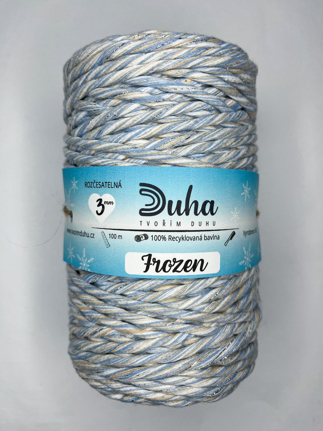 Duhová příze Macramé 3 mm - FROZEN (rozčesatelná)