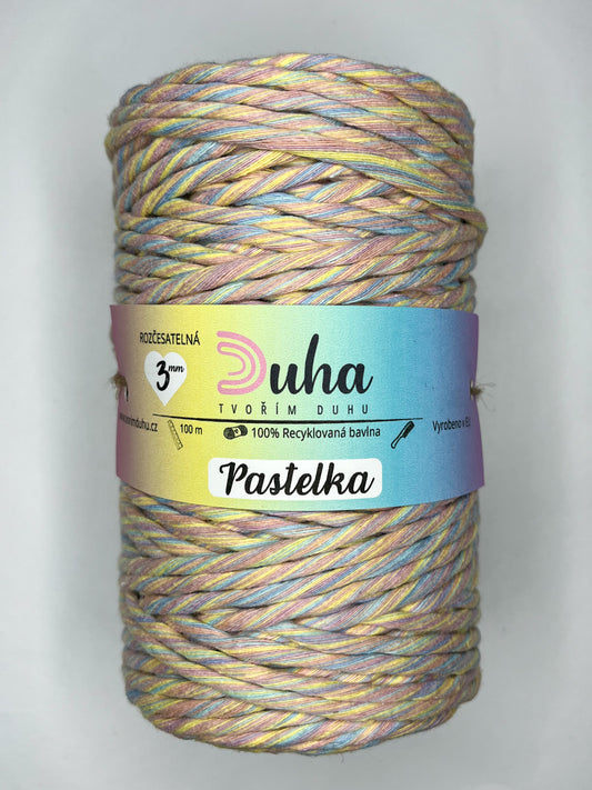 Klubíčko 10/20 m - 🌈❄️ Duhová příze Macramé 3 mm (rozčesatelná)