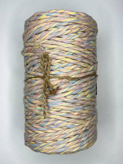 Duhová příze Macramé 3 mm - 🌈 PASTELKA (rozčesatelná)