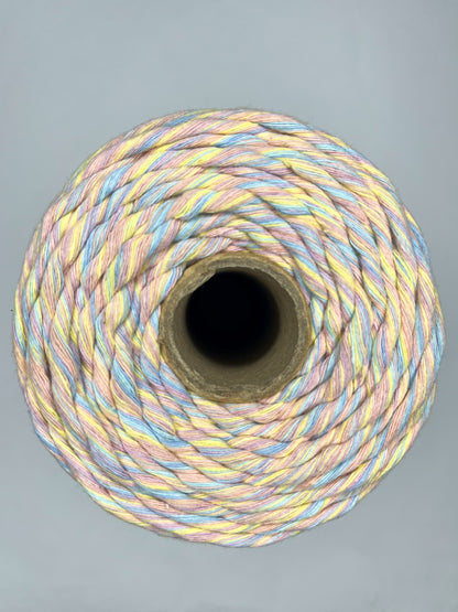 Duhová příze Macramé 3 mm - 🌈 PASTELKA (rozčesatelná)