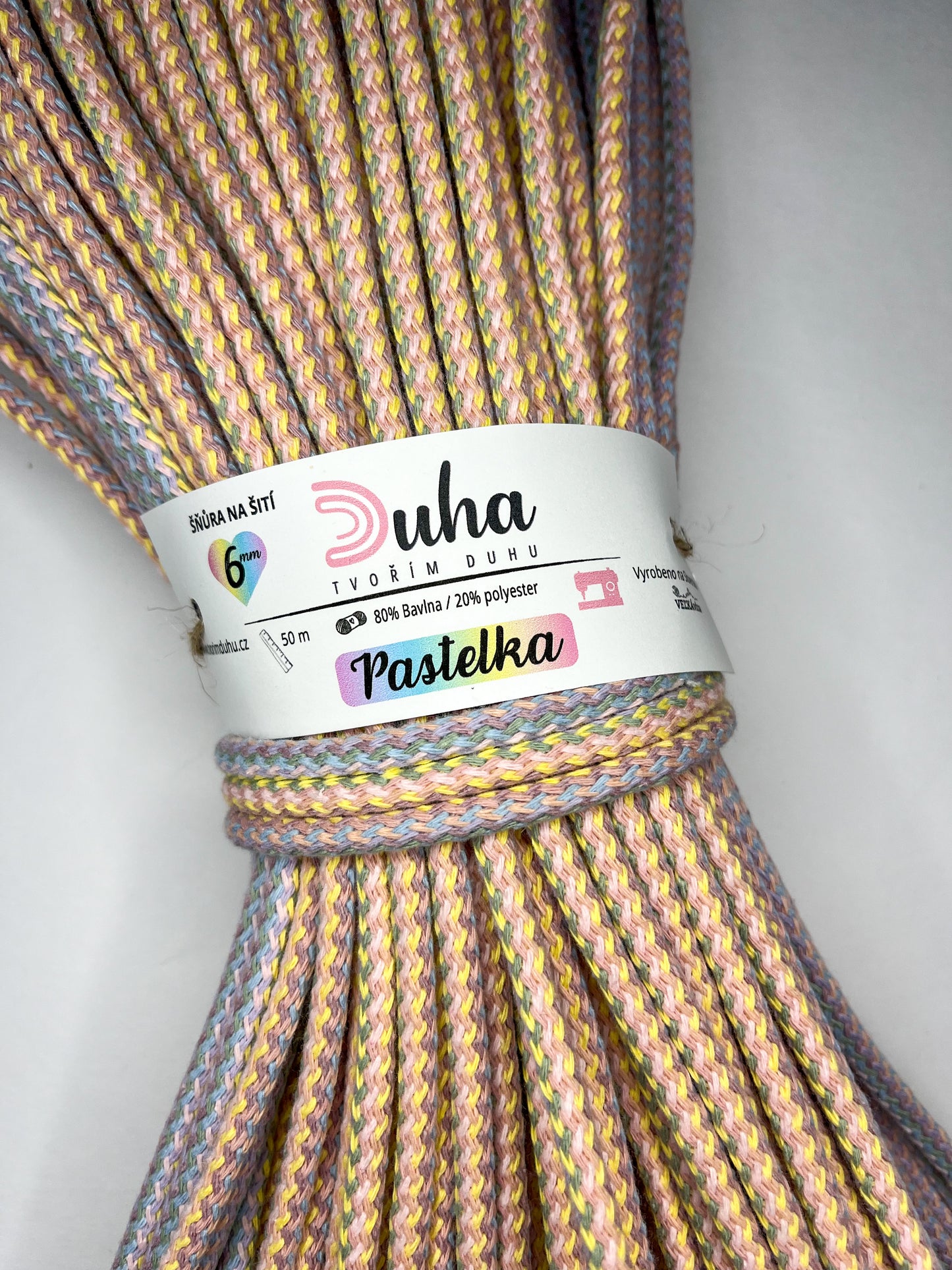 Duhová šňůra NA ŠITÍ 6 mm - 🌈 PASTELKA
