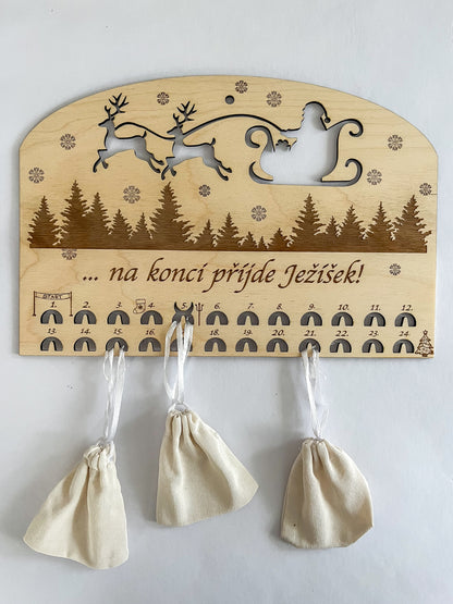 Dřevěný výřez - Adventní kalendář - 30 cm