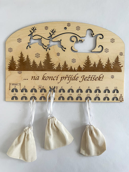 Dřevěný výřez - Adventní kalendář - 30 cm