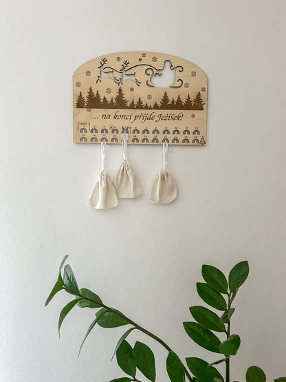 Dřevěný výřez - Adventní kalendář - 30 cm