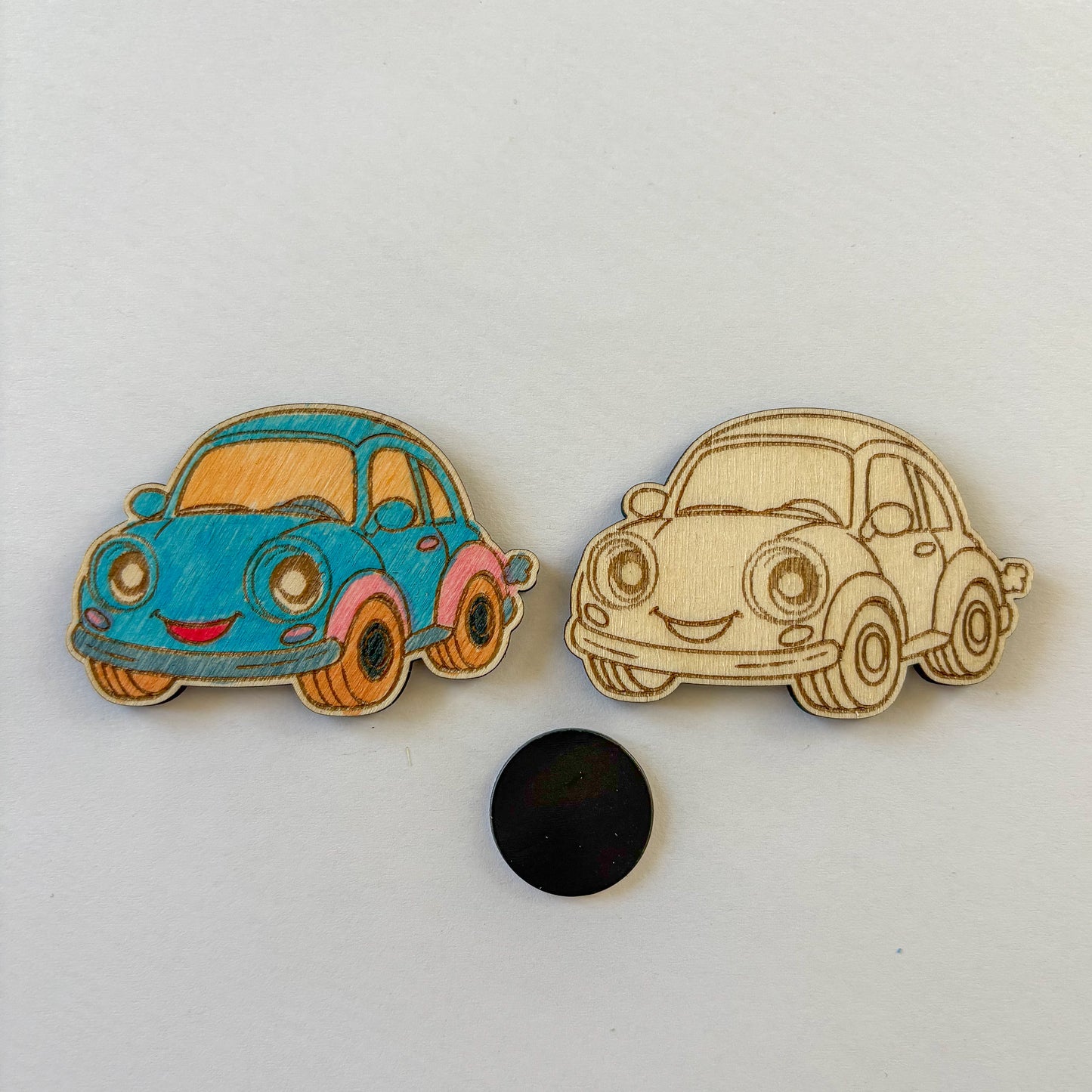 Dřevěné magnetky k domalování - DOPRAVA