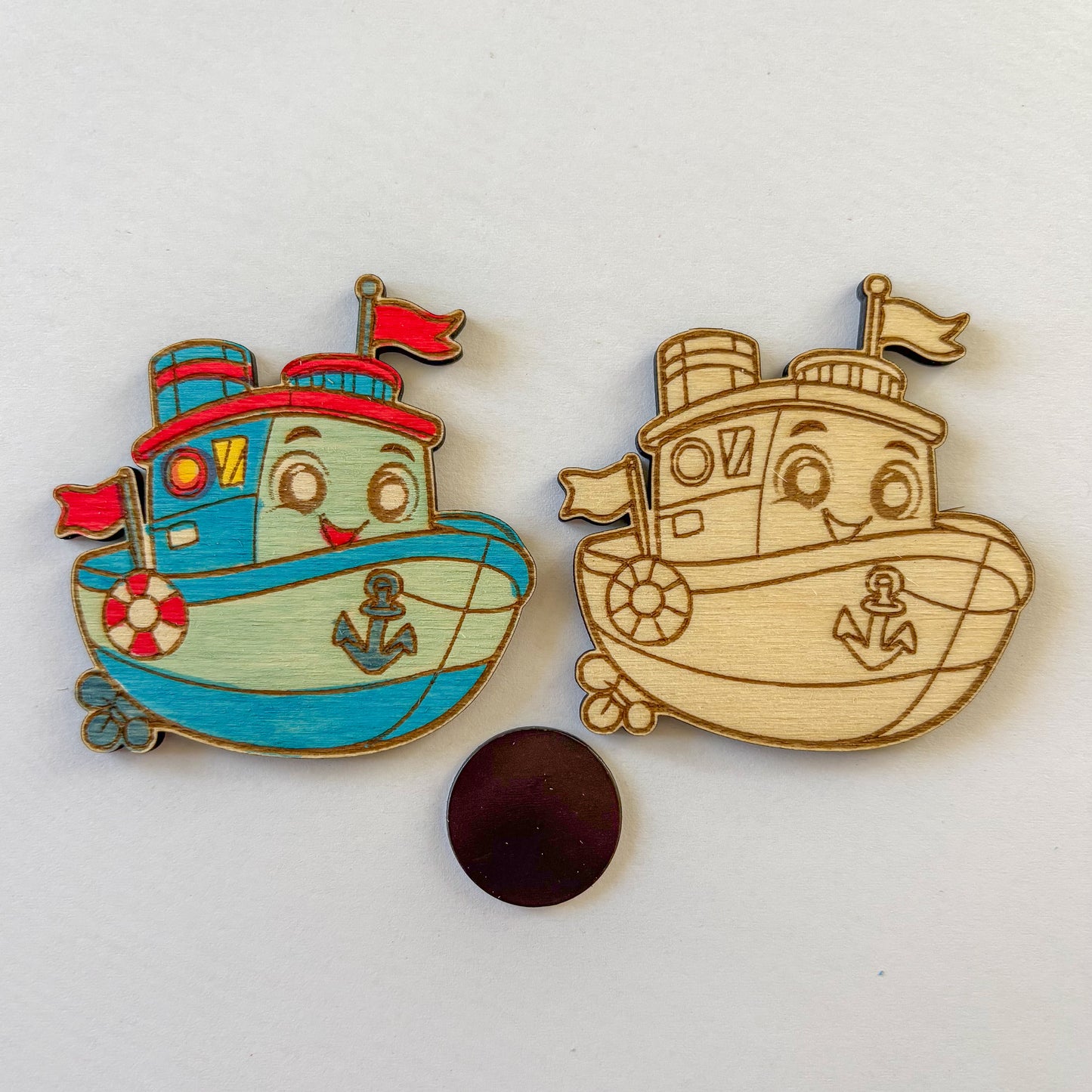 Dřevěné magnetky k domalování - DOPRAVA