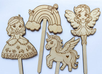 Dřevěné zápichy k domalování - KOUZELNÝ SVĚT