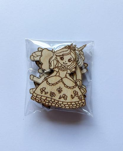 Dřevěné magnetky k domalování - KOUZELNÝ SVĚT