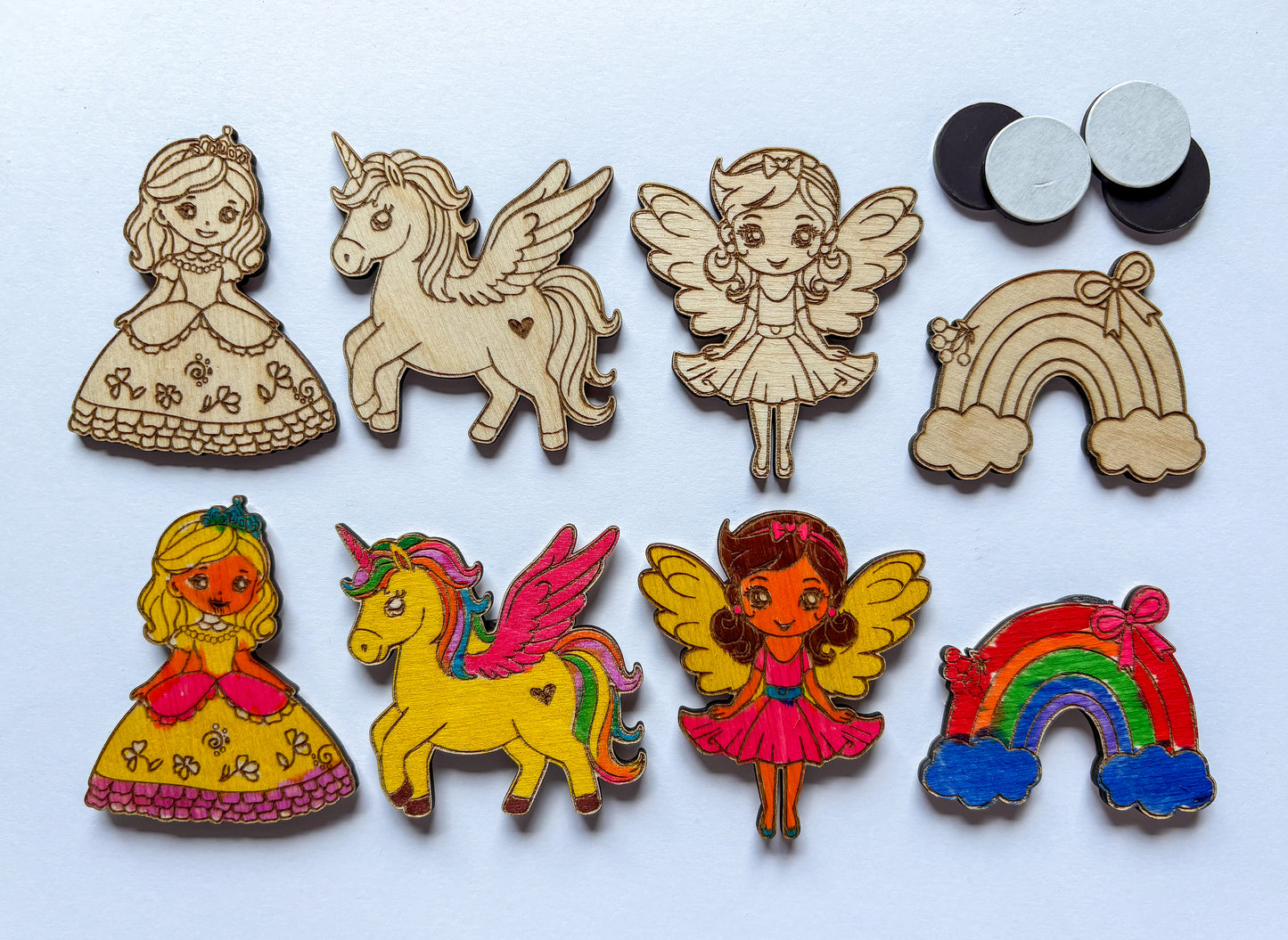 Dřevěné magnetky pro vaší dětskou dílničku (oslavy, akce, dětské koutky)