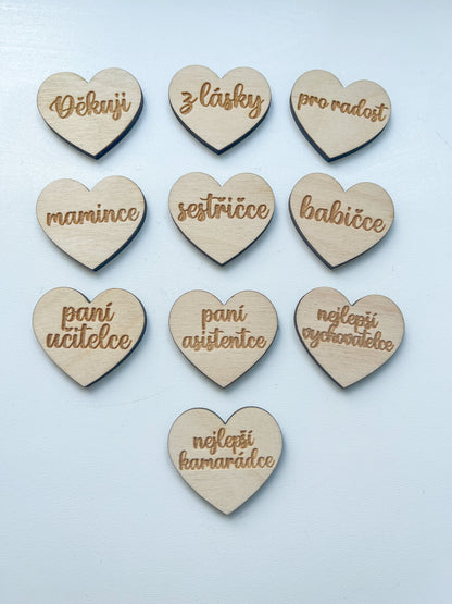 DOPRODEJ - Dřevěné srdce s nápisem 4 cm