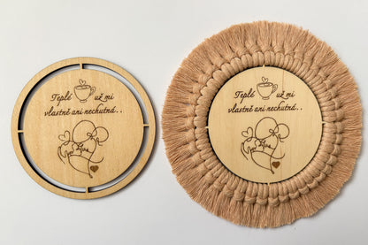 KÁVOMILKA - Dřevěný podtácek 10 cm