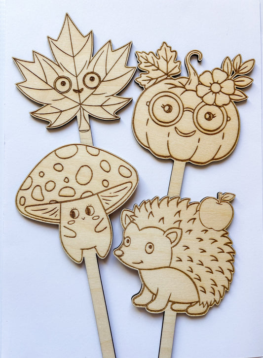 Dřevěné zápichy k domalování - PODZIM