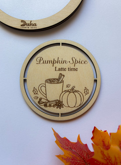 Dřevěný podtácek pro Macramé a Háčkování- PUMPKIN SPICE LATTE