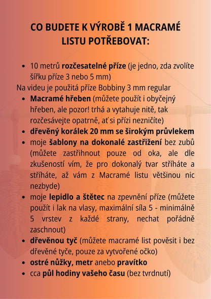 Video návod na Macramé List - PDF soubor na email